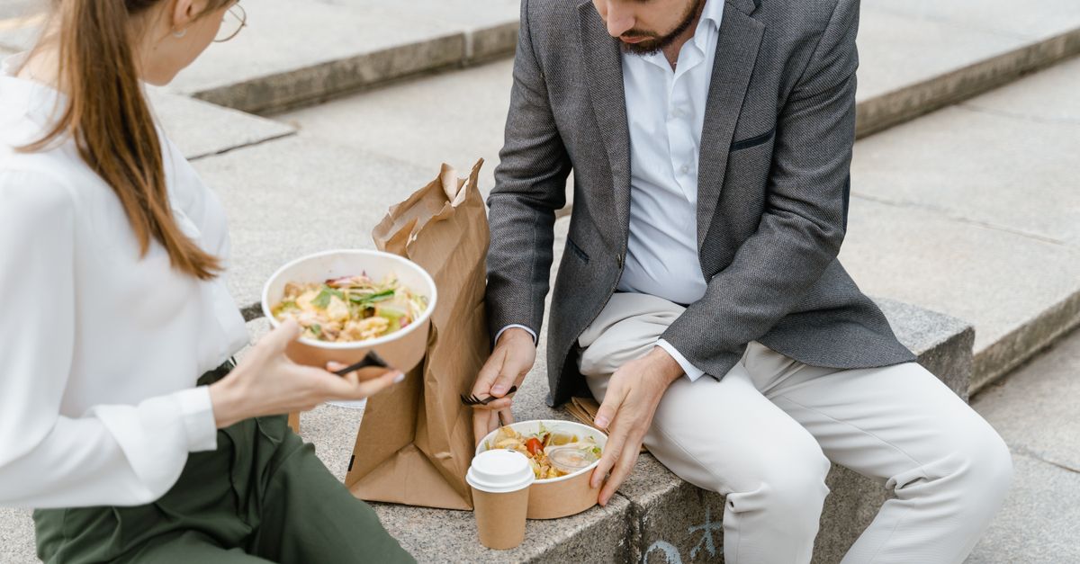 Lunch takeout near Fox Park: a paper bag of fresh takeout food ready to carry